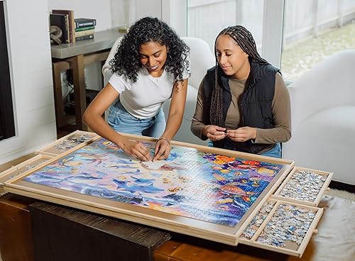 Miniatura 7 de Buffalo Games - Mesa de rompecabezas de madera - Tamaño jumbo se adapta a rompecabezas de hasta 2000 piezas - Cajones de almacenamiento con