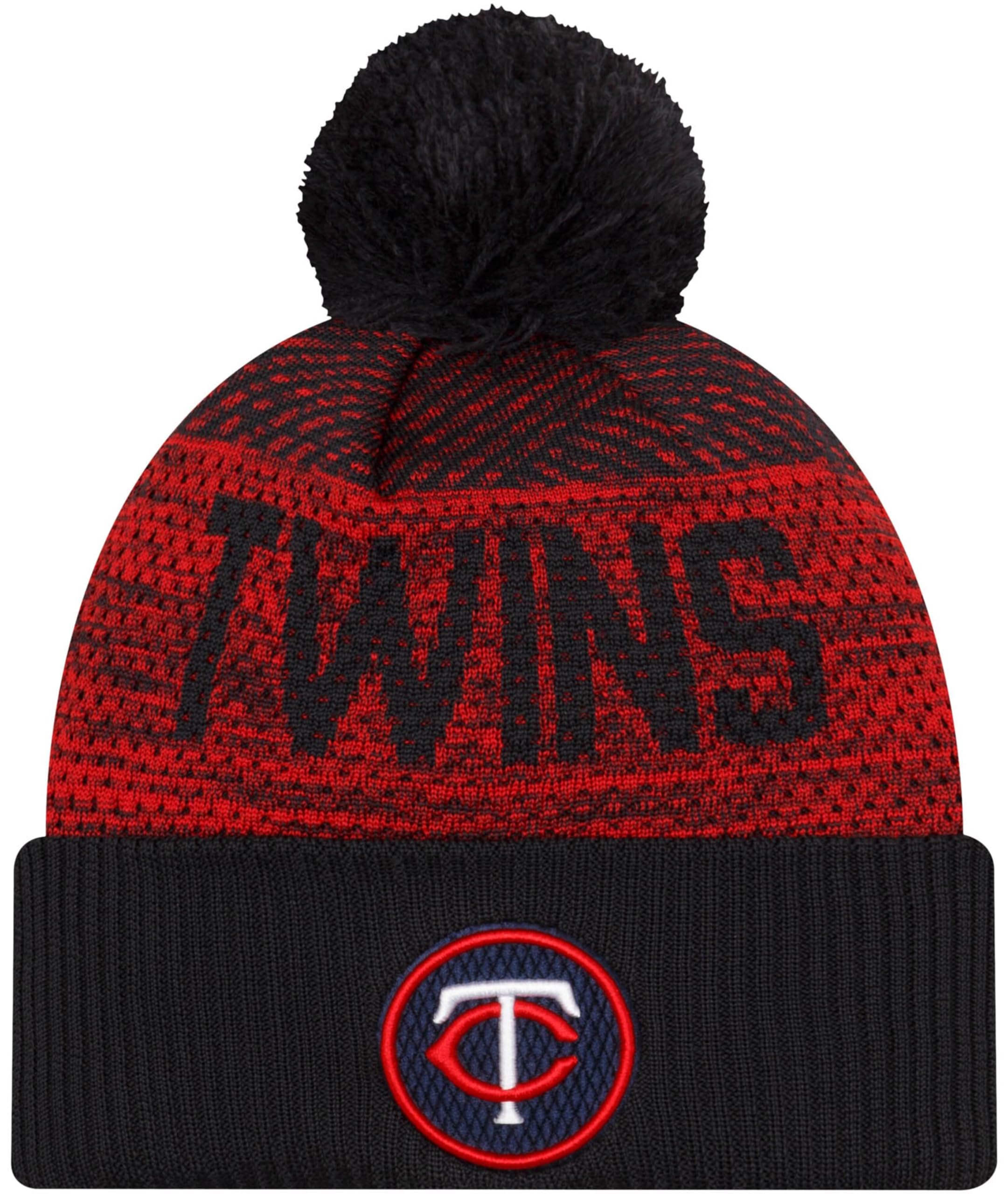 New Era MLB Official Team Color Primary Logo Cold Weather Clubhouse Pom Knit Beanie Hat - Minnesota Twins Navy