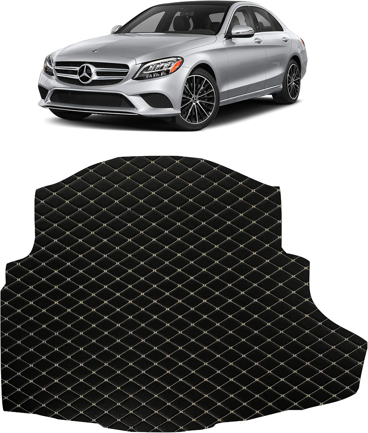 Custom Fit All Weather Heavy Duty Trunk Cargo Liner for 2015 2016 2017 2018 2019 2020 Mercedes Benz C Class C300 4 Matic - Black 2D Flat