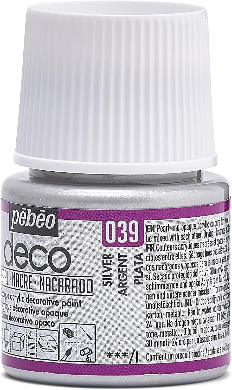 Pébéo 285039 Decorative Acrylic 1 Bottle 45 ml Silver