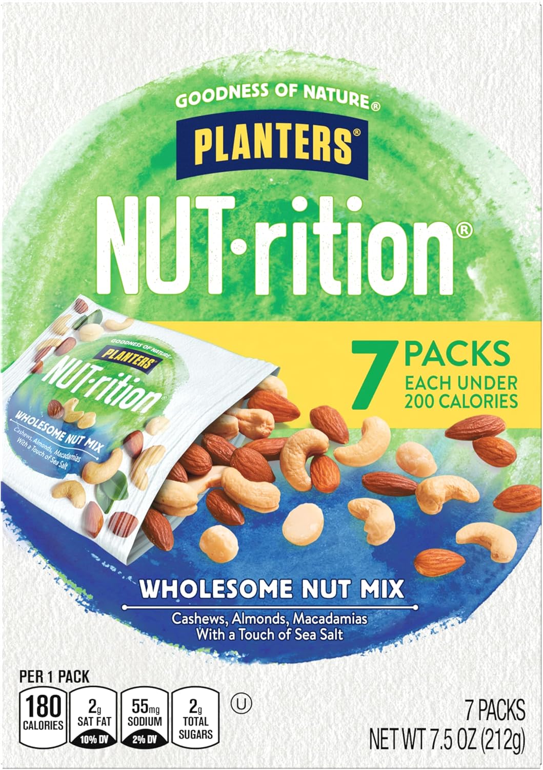 PLANTERS NUT-RITION Wholesome Mixed Nuts, Plant Based Protein, 1.07 Oz x 7 | Mixed Nuts Snack Packs: Cashews, Almonds, Macadamias. Snacks for Adults. Healthy Snacks. Individual Snacks