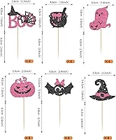 Vista 143 de Rsstarxi Paquete de 36 adornos para cupcakes de Halloween, bruja, fantasma, magdalenas, murciélagos, arañas, gatos, decoración de pasteles