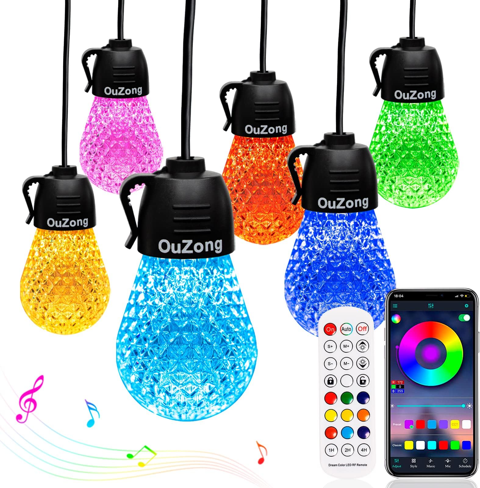 OuZong Outdoor String Lights LED White Color Patio Light Waterproof for Outside Garden Home