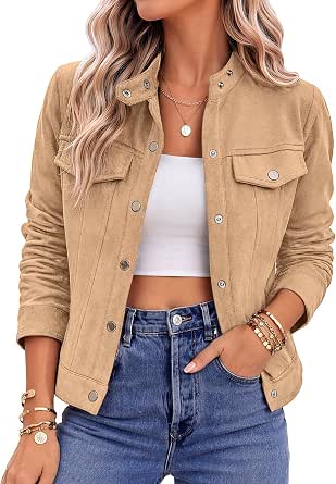 Zeagoo Faux Suede Cropped Jackets for Women