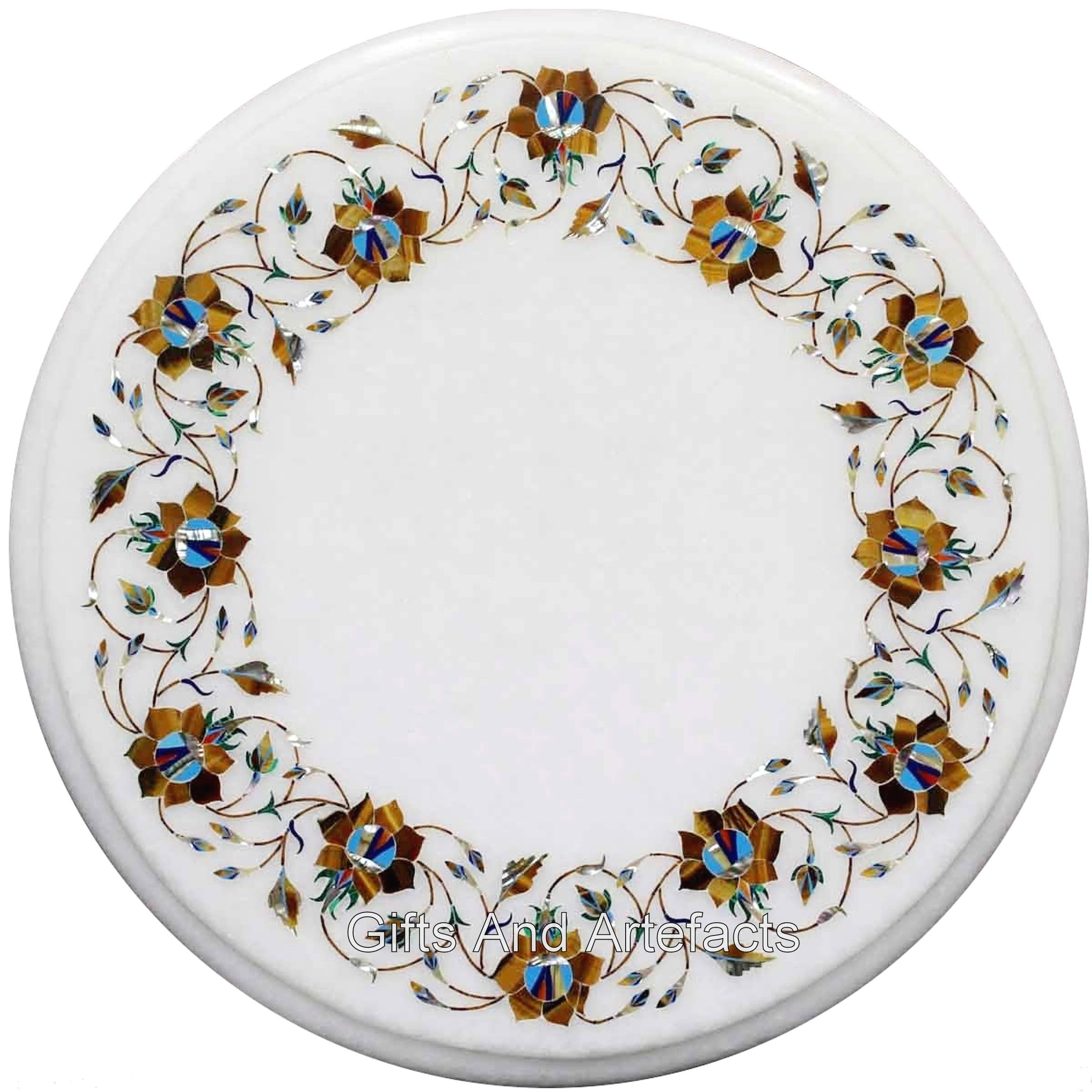 Table d'angle en marbre blanc et table d'appoint de couloir