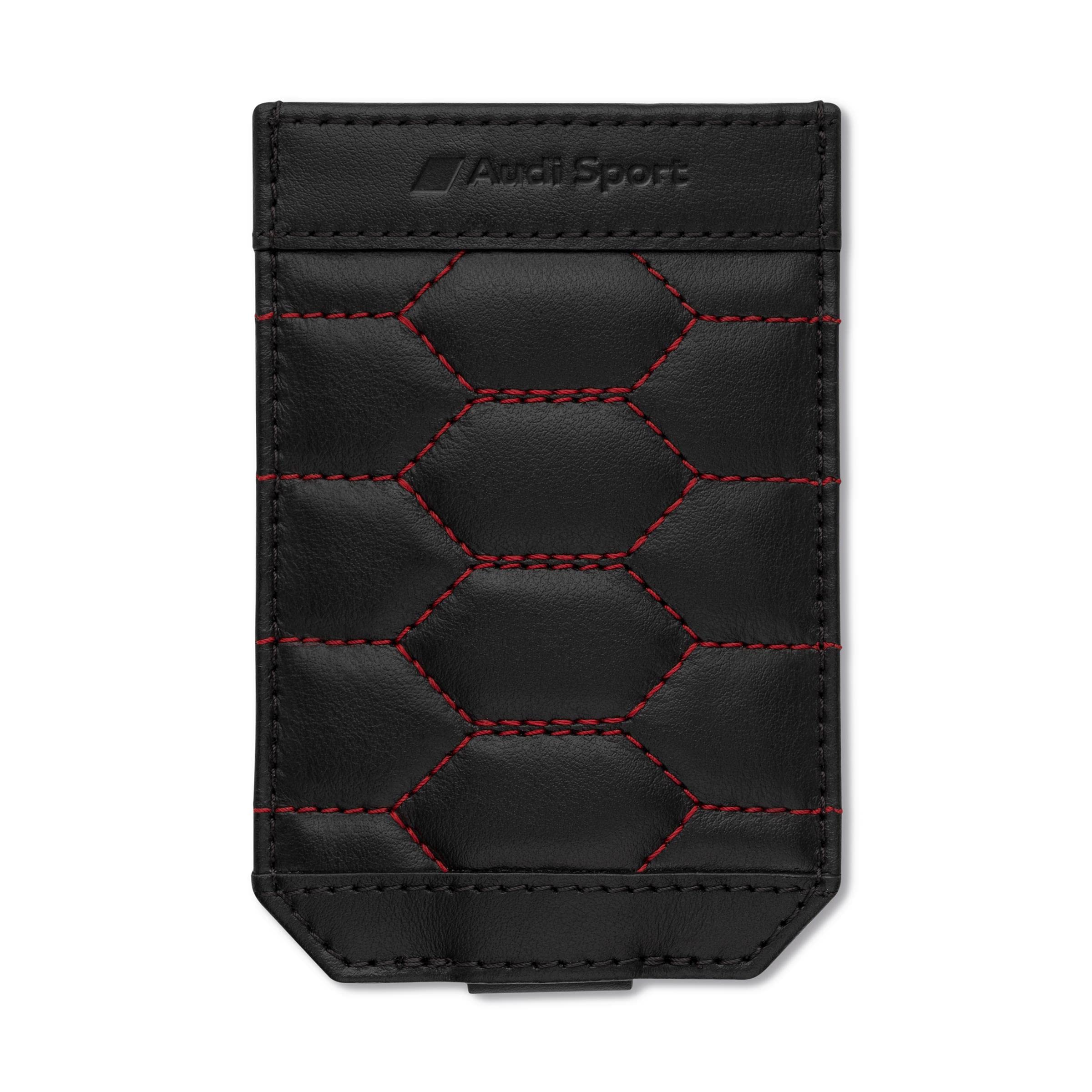 Audi 3152201400 etui na kluczyki samochodowe, skórzane etui na kluczyki samochodowe, wzór plastra miodu, czarne/czerwone