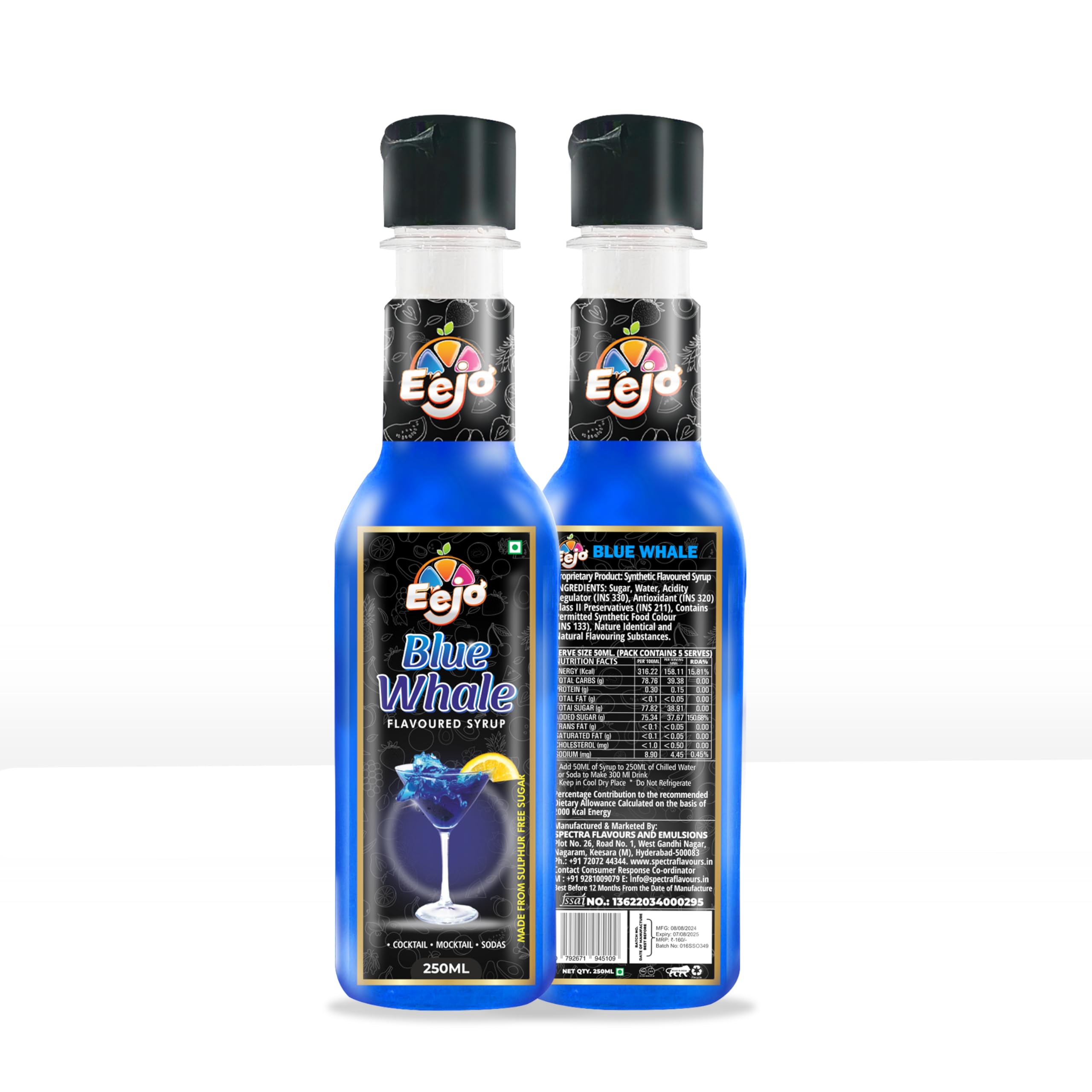 Eejo Blue Whale Flavoured Syrup | Bold Blueberry Flavor For Refreshing Beverages | Ideal For Mocktails & Desserts | Perfect For House Parties 250ml Bottle (B0DCVGDP84) Amazon Price History, Amazon Price Tracker