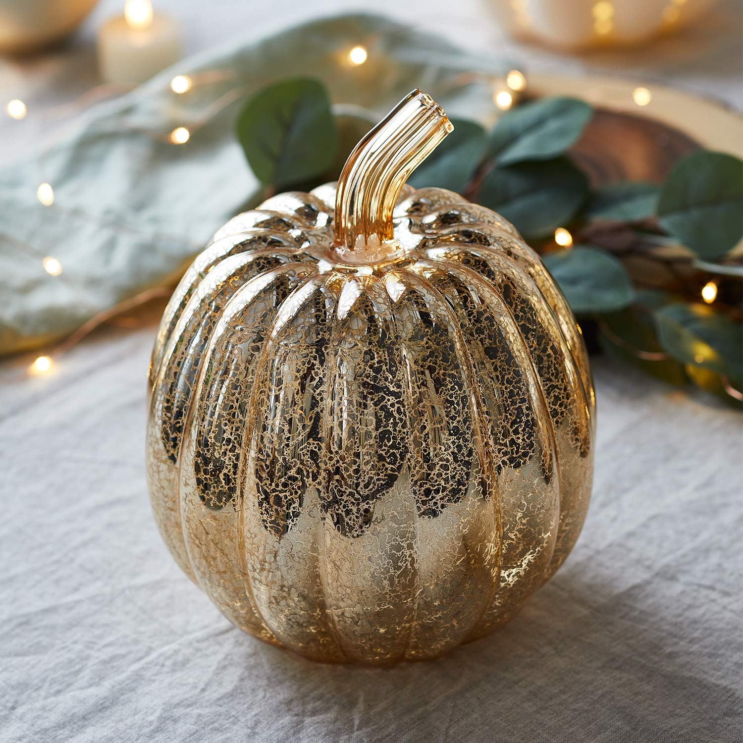 Bеѕt Cуbеr Mоndау 🔥 Lights4fun, Inc. Gold Mercury Glass Pumpkin Battery Operated LED Fall Thanksgiving Lighted Decoration