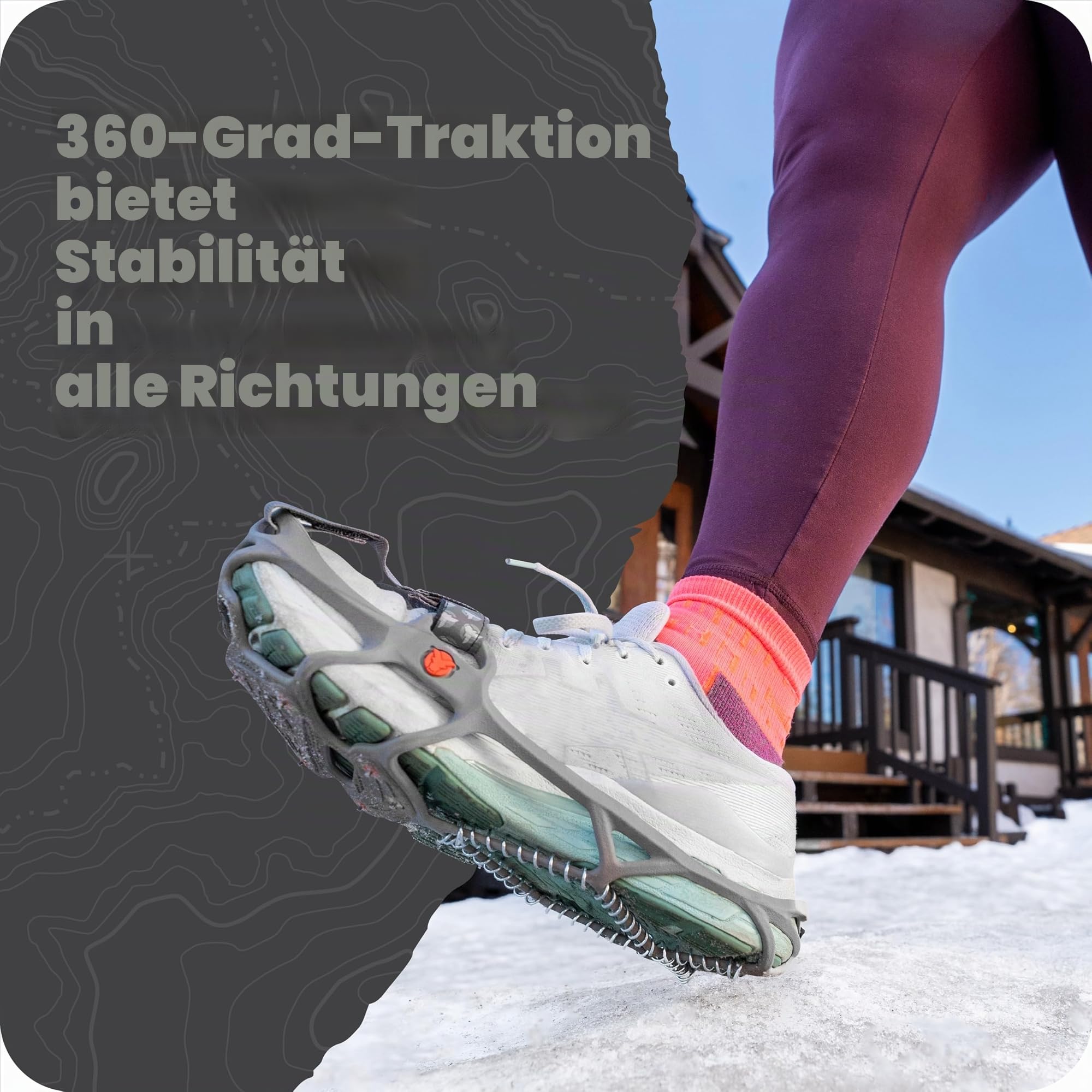 YAKTRAX Run Ice & Snow Grips für Laufschuhe, 3mm Carbide-Steel Spikes & 1.4mm Stainless-Steel Coils, bietet Traktion in EIS & Schnee, Grau