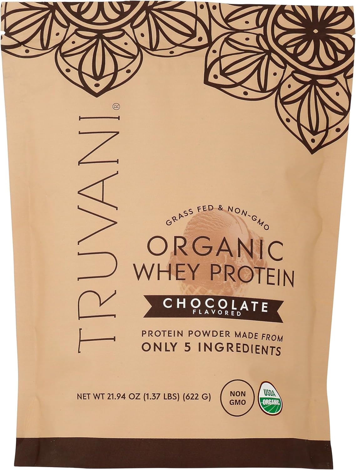 Truvani Organic Whey Protein Powder | Chocolate | 20g Grass Fed Whey Protein | 20 Servings | USDA Organic & Non-GMO | Gluten Free | No Gums, No Soy, No Stevia, No Added Sugars - Image 4