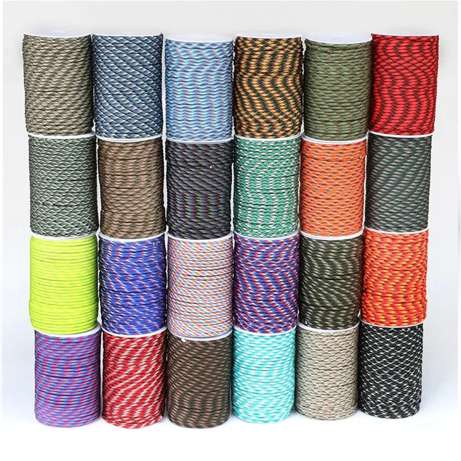 Paracorde Cuerda de Paraguas 7 núcleos montada en Eje 100m, Pulsera Cuerda paracaídas 4mm, Alambre Trenzado, tracción for Tienda, Viento(64 Pink)