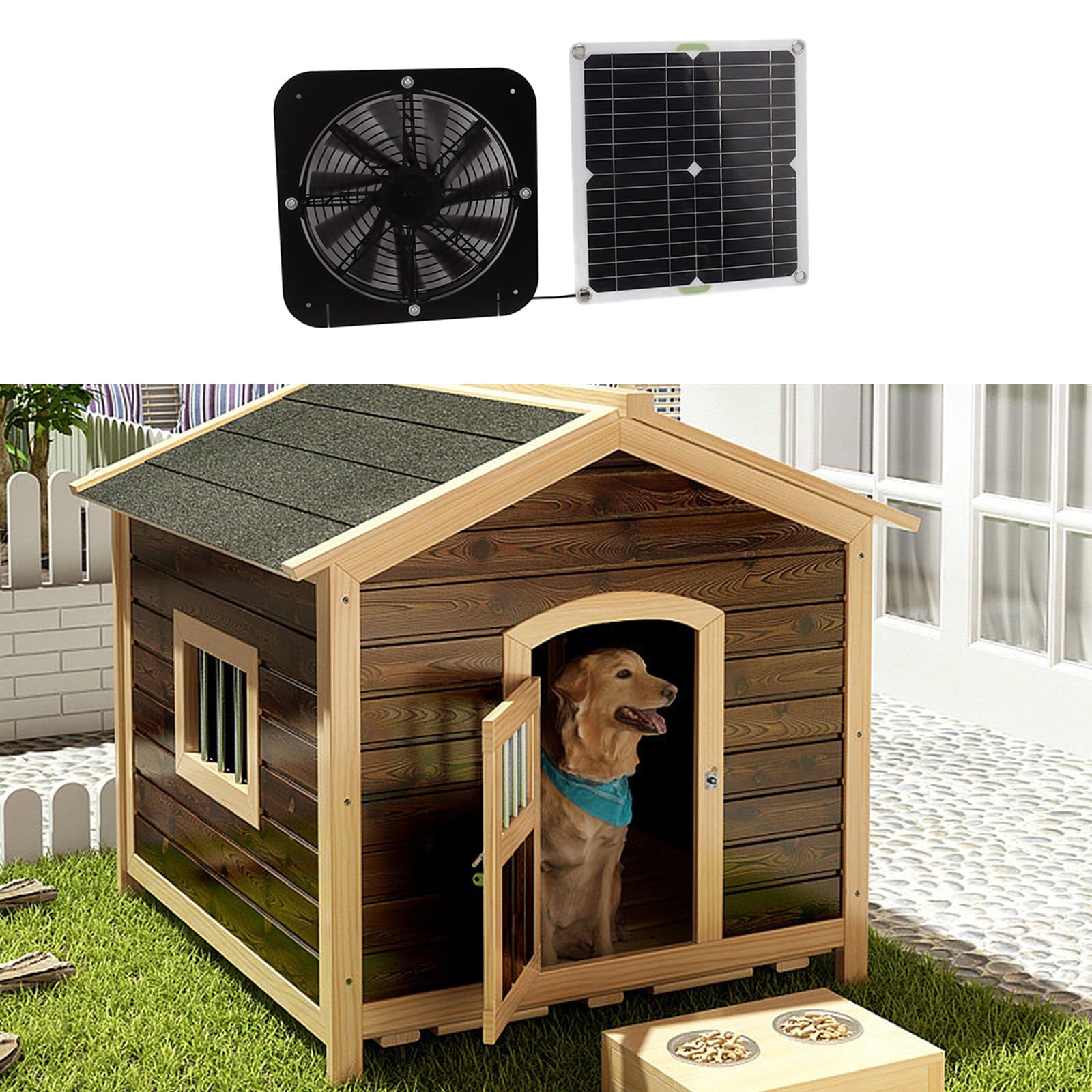 Ventola di scarico a energia solare per pollaio, serre, capanni, set di pannelli solari impermeabili per esterni, accessori di ventilazione, pannello monocristallino