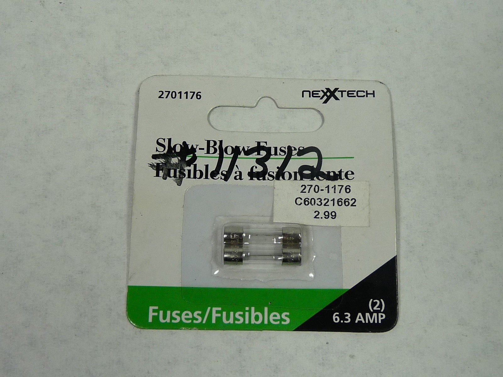 Nexxtech270-1176 Mini Glass Fuse 6.3A 250V 2-Pack