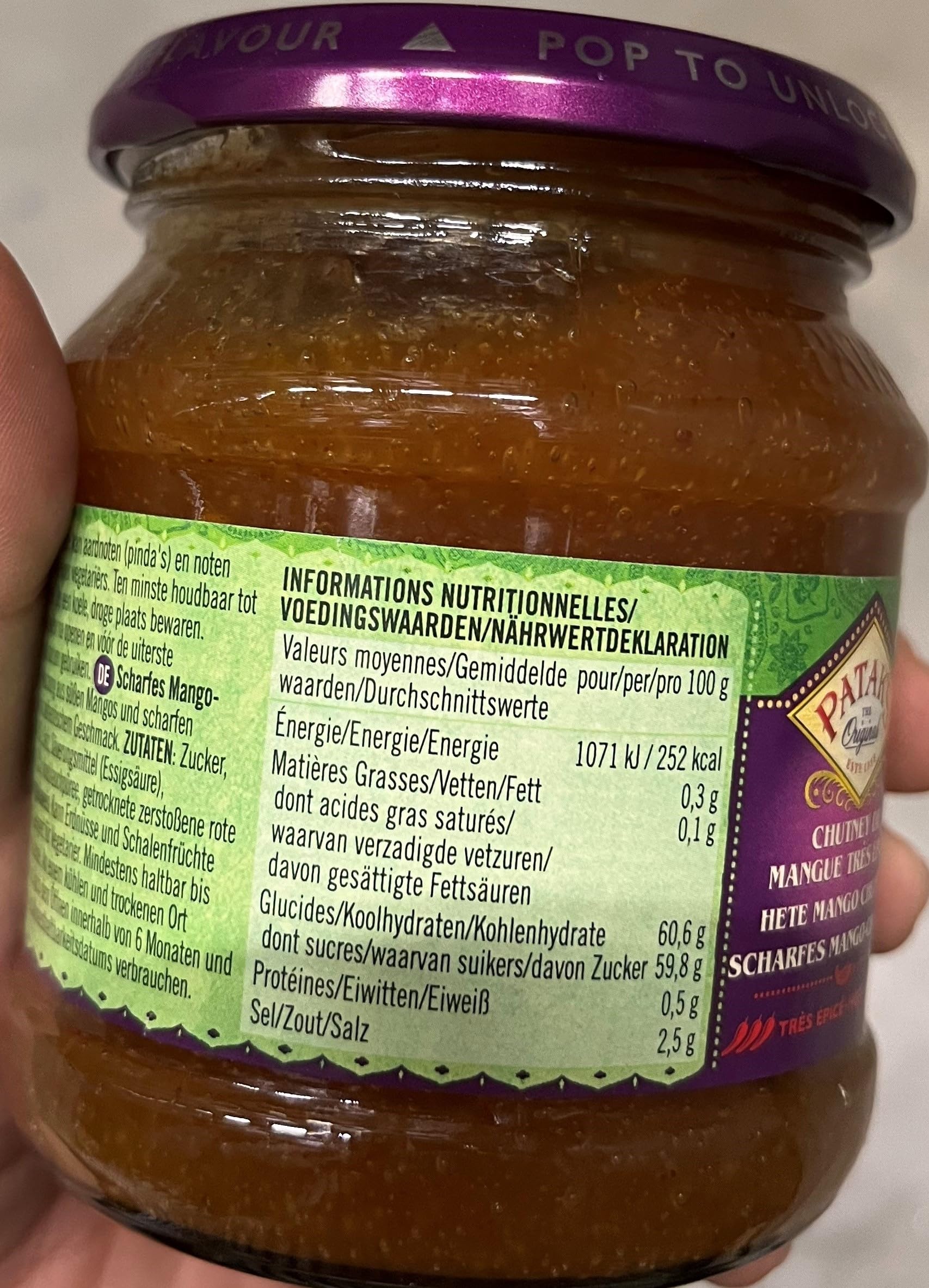 PATAK'S Chutney à la mangue, sec - 340 g - 2