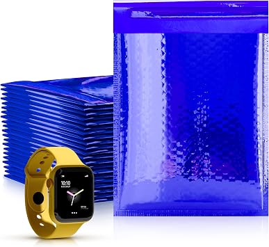 Glamour Metallic Bubble Mailers 6.5 x 9 Inches Blue, 25 Pack Padded Envelopes for Shipping, Mailing, Packaging Protection