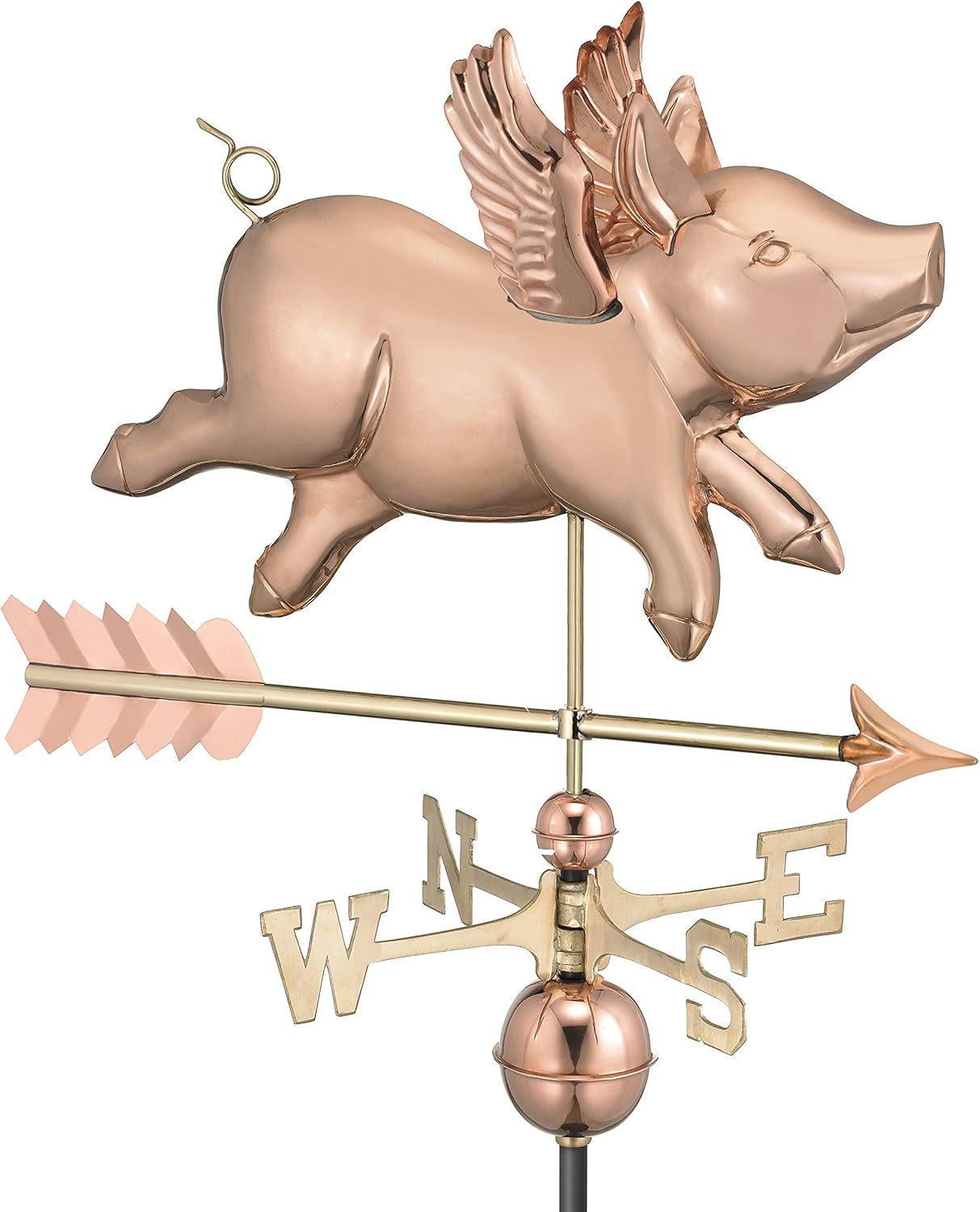 Good Directions Flying Pig Polished Weathervane with Arrow