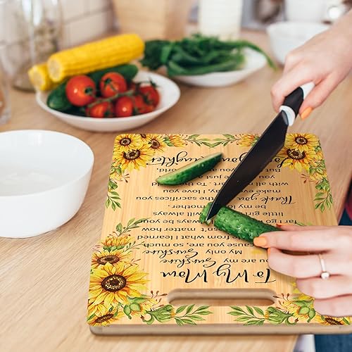 Miniatura 4 de Regalos para mamá, cumpleaños, tabla de cortar de girasol con juego de utensilios para madre de hija e hijo, regalo para el día de la madre