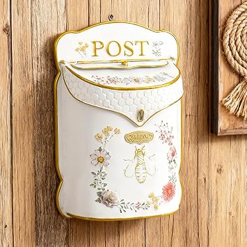 Vintage Metal Wall Mount Mailbox for Outside House & Garden Decor