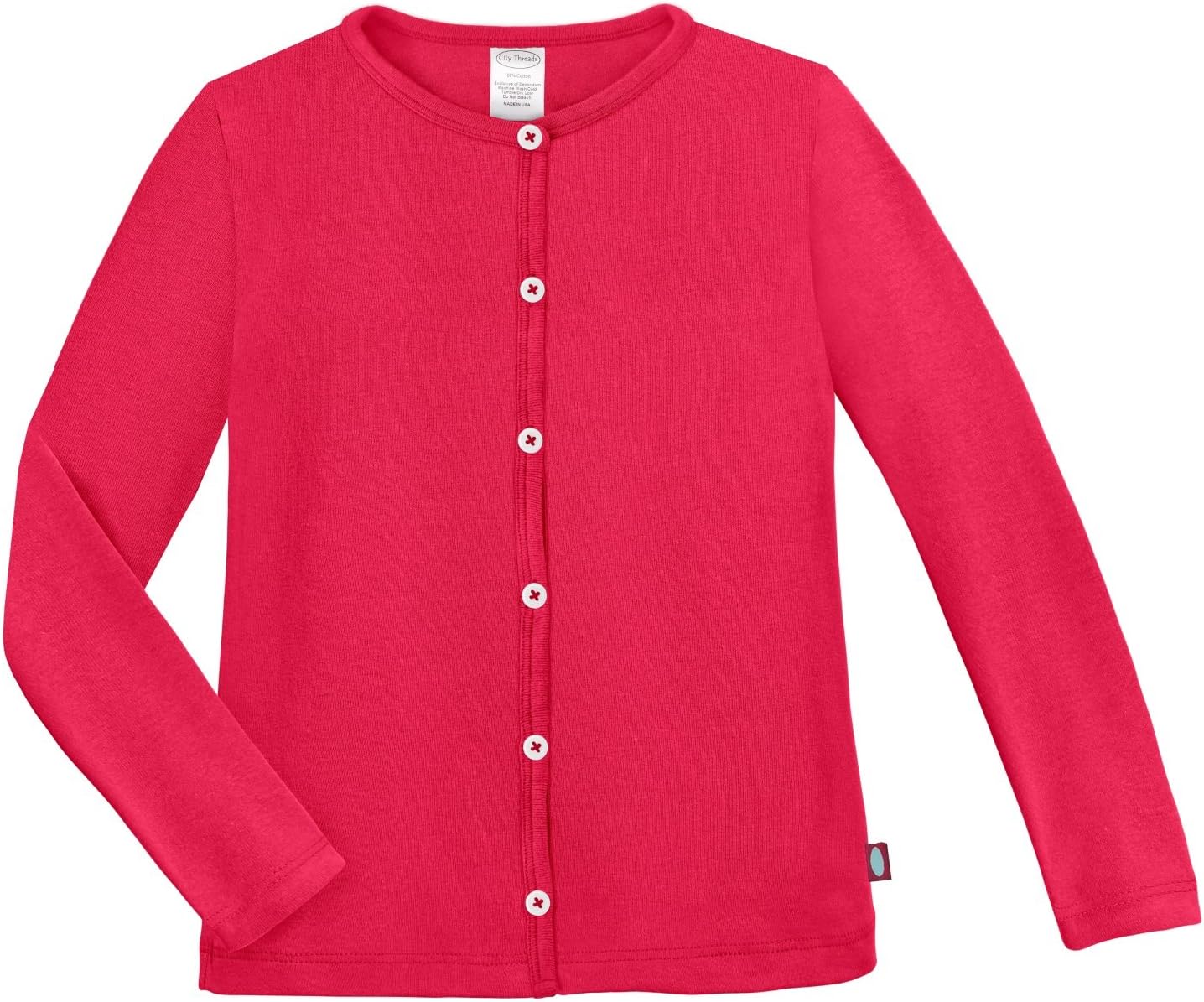 City Threads Girls Cardigan Top Button Down Sweater Layering School Play for Sensitive Skin SPD Sensory Friendly