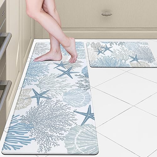 Miniatura 8 de Juego de 2 alfombras de cocina atómicas modernas de mediados de siglo, color amarillo, retro, para decoración de cocina, antifatiga, acolchadas,