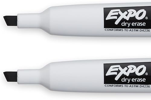 Miniatura 5 de EXPO 1944726 Marcadores magnéticos de borrado en seco con borrador, punta de cincel, negro, 2 unidades