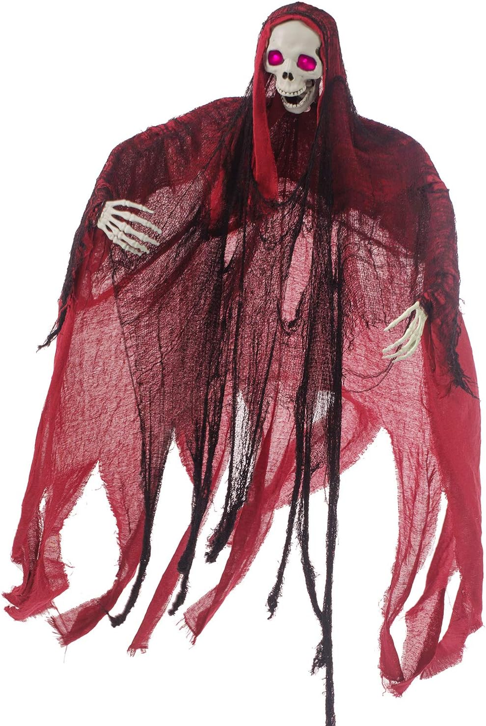 5.6 Ft. Animated Hanging Screaming Ghost Decoration, Halloween Skeleton Grim Reaper Door or Wall Curtain for Haunted House Prop Décor