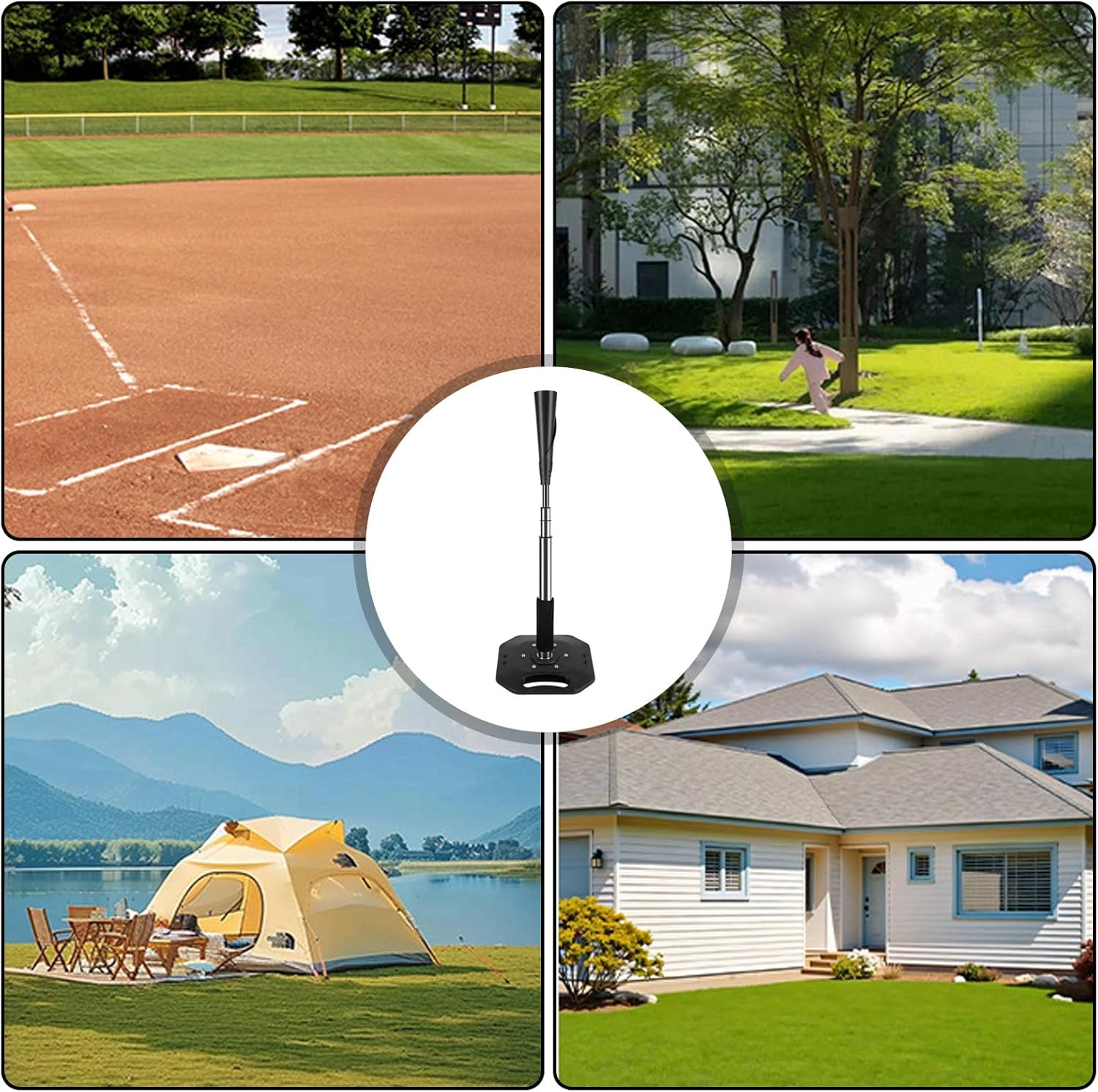 Portables Baseball Practice Tees with Stable Rubber Base and Adjustable Height for Youth and Adult Player Baseball Tees