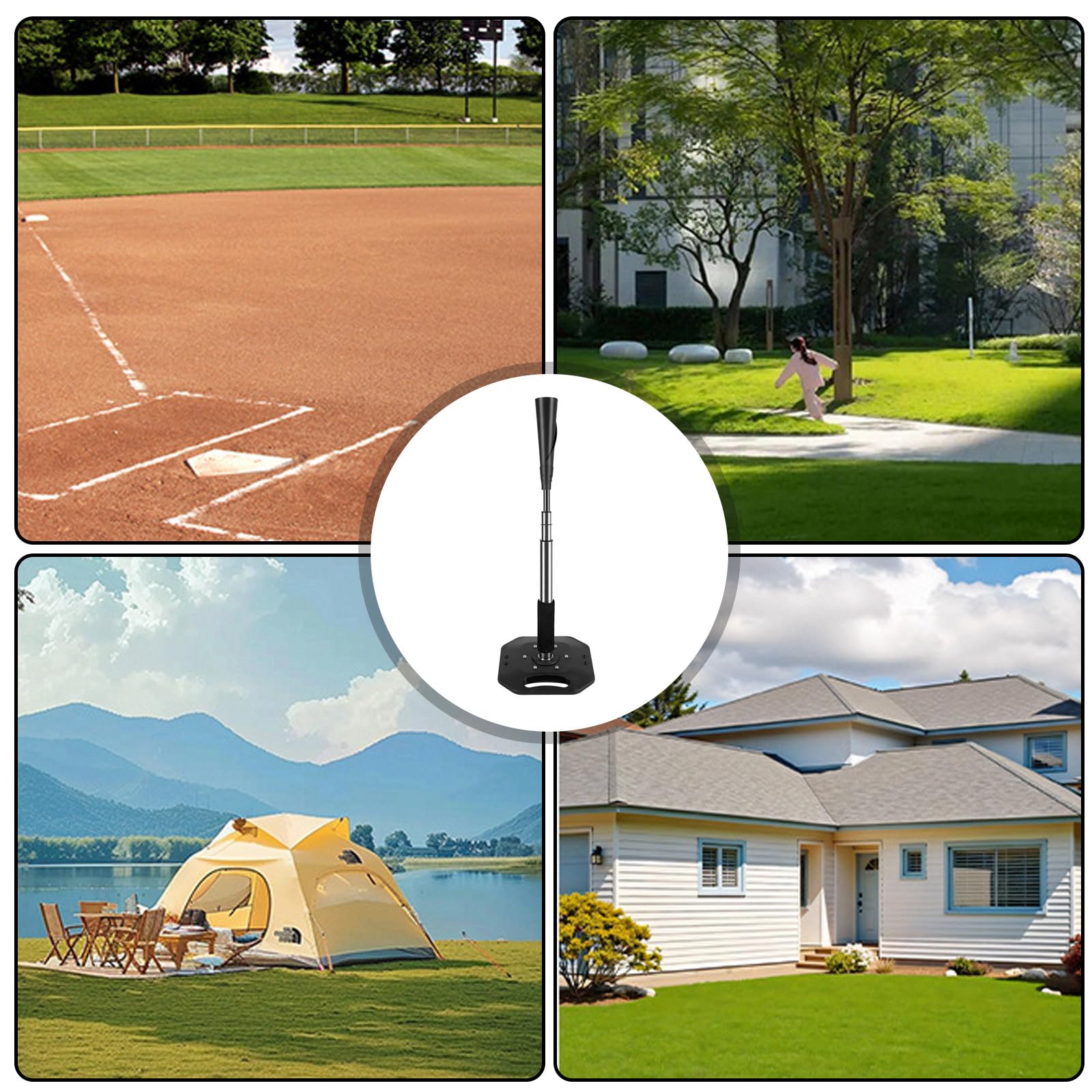 Bateo con base, base de práctica en interiores y exteriores, altura ajustable para práctica de béisbol en interiores y exteriores