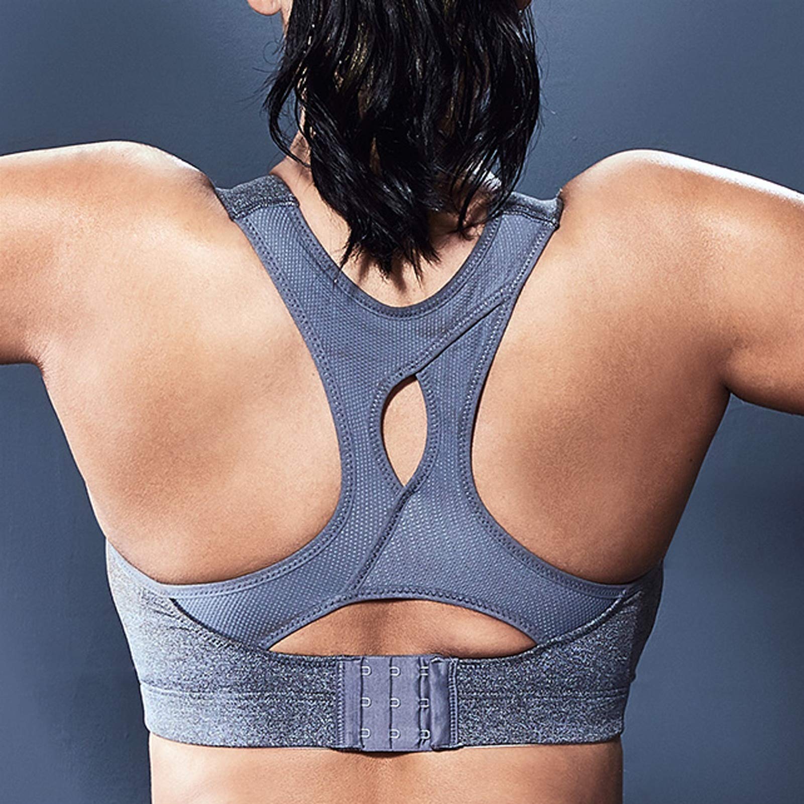 WENJUN Soutien-gorge de sport sexy pour femme, grande taille, soutien pour yoga, gym, entraînement, course à pied (couleur : gris, taille : 90 g)
