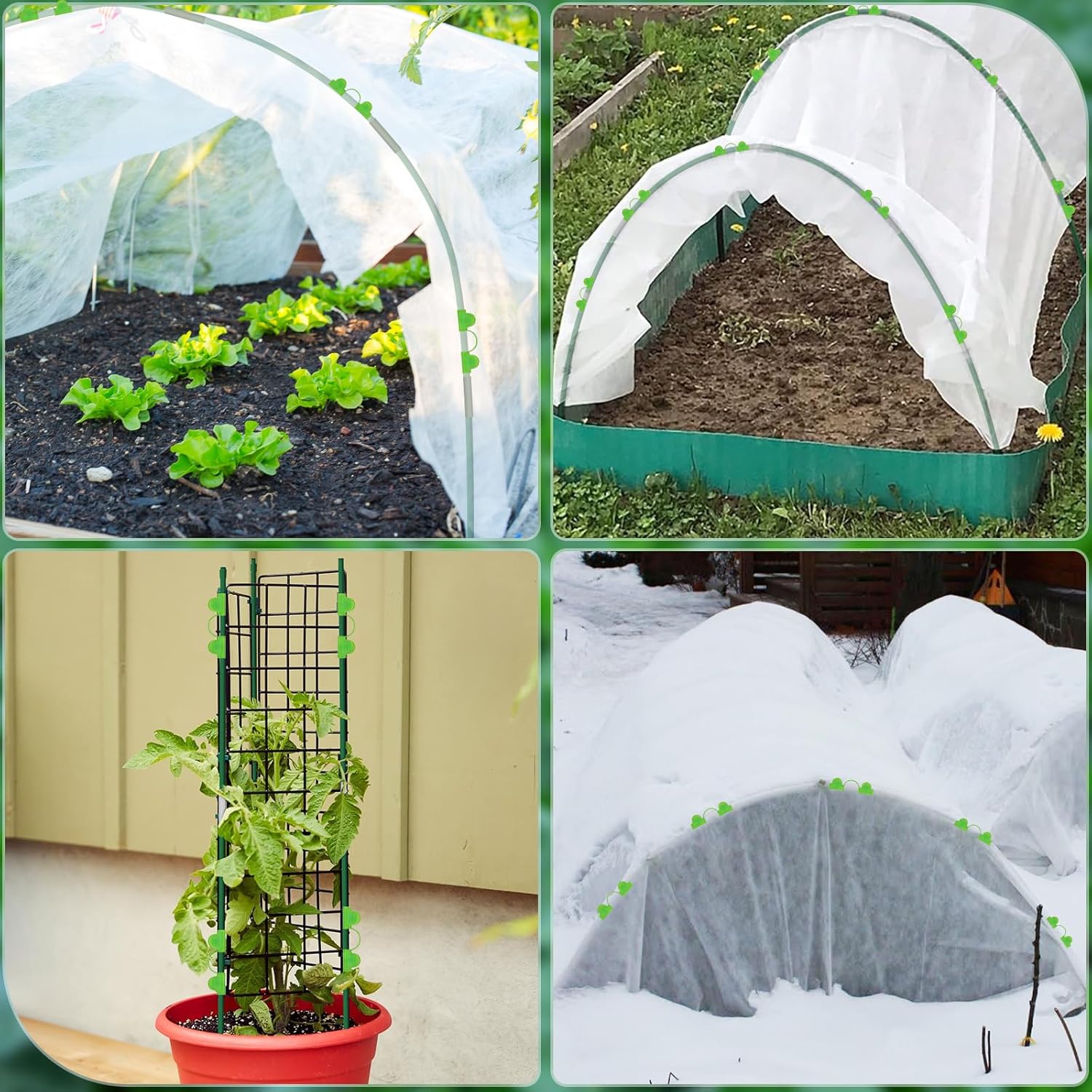 Plant Cover Freeze Protection 10x33ft Garden Hoops Kit for Winter, Fabric Floating Row Cover Frost Cloth Outdoor Plant Blanket for Frost Snow Protection, Greenhouse Garden Tunnel Hoops for Raised Beds - Image 3