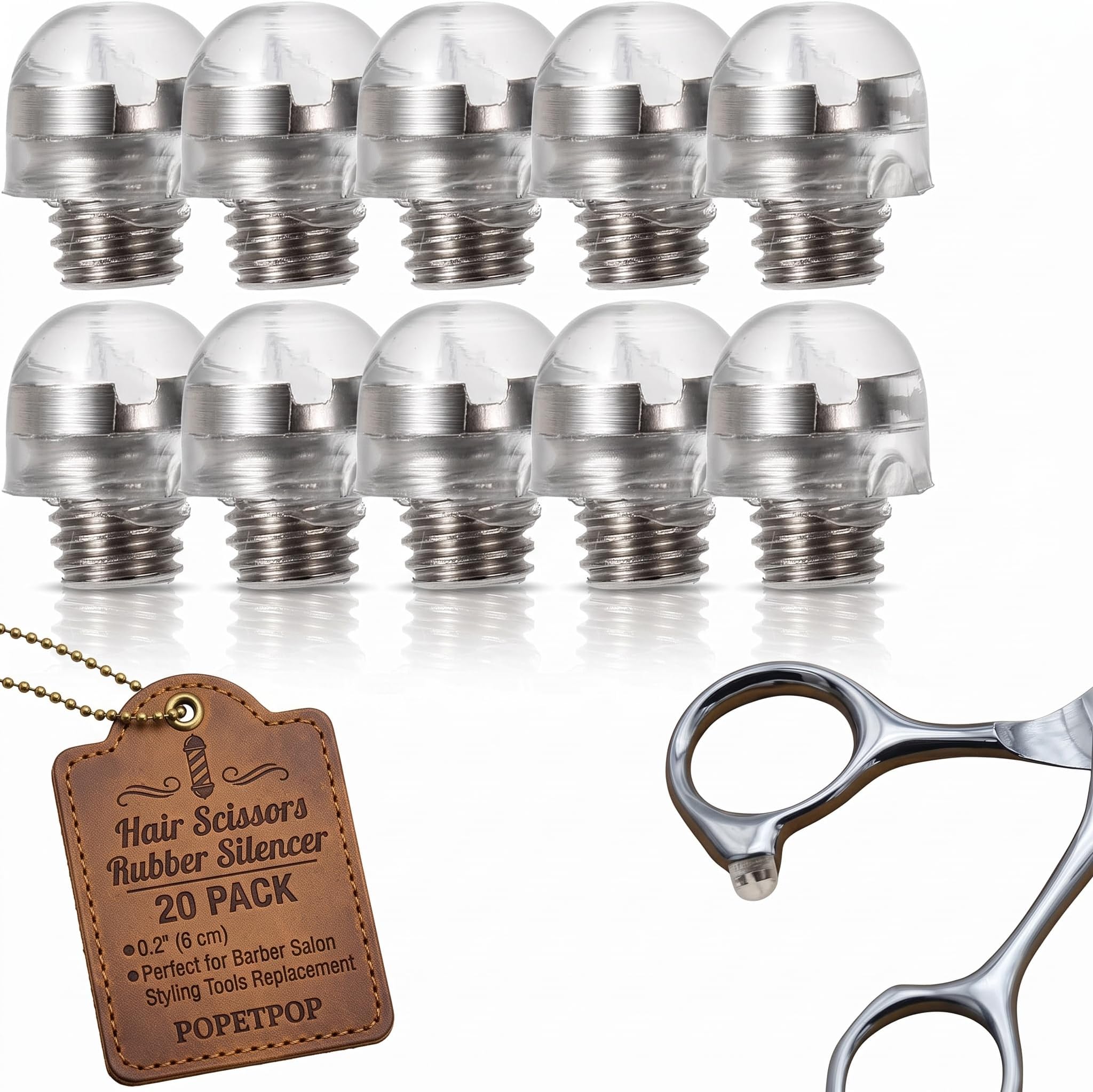 POPETPOP 20 Pcs Hair Scissors Rubber Silencer: Silver Hair Scissor Muffler