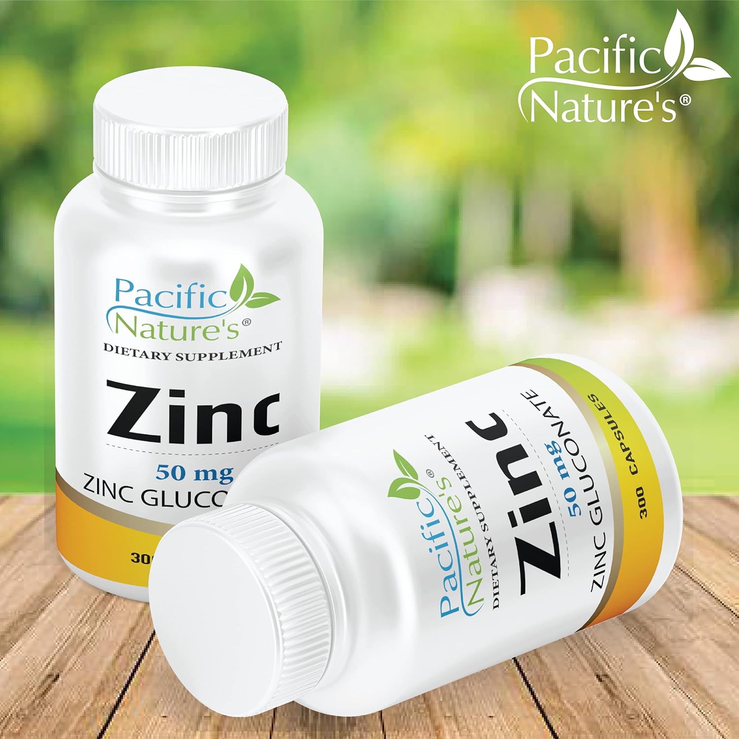 PACIFIC NATURE'S Zinc Supplement (300 Capsules) with 50mg of Zinc Gluconate for Antioxidants & Immune Support - Gluten Free, Non-GMO : Health & Household