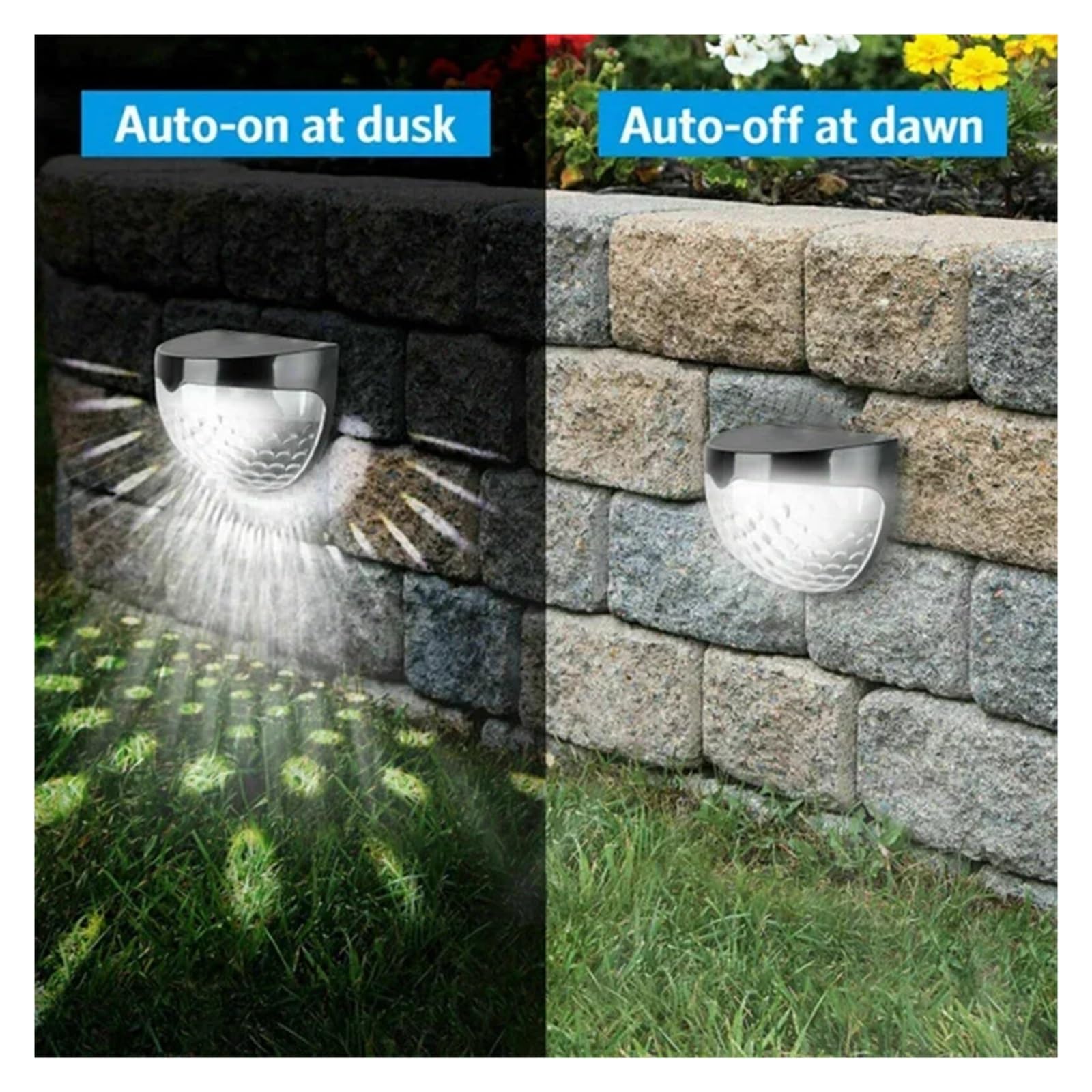 2/4/6/10/12/18/20 Piezas Luz Solar For Valla, Lámparas De Pared Impermeables For Exteriores, Decoración Festón, LED For Escaleras Jardín Y Patio Sensor De Movimiento(White Shell-White,10Pcs)