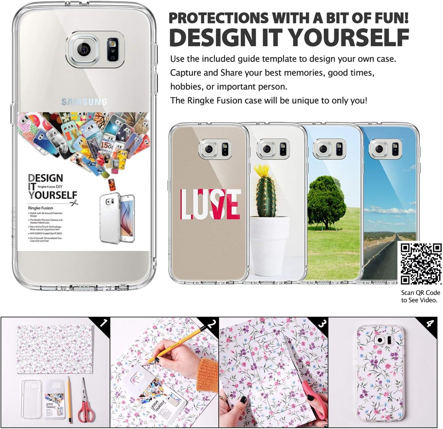 Ringke Fusion Compatible with Galaxy S6 Edge Case Brilliant Crystal Clear Transparent Hybrid Fortified PC Back Supple Silicone Bumper Impact Resistant for Galaxy S6 Edge - Clear