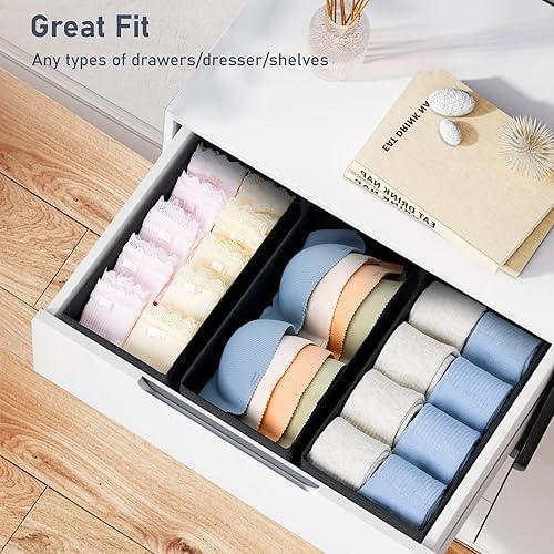 Miniatura 4 de DIMJ Organizador de cajones  Juego de 3 organizadores de ropa pequeña, divisores de cajones para ropa de bebé, ropa interior, calcetines, brasier,