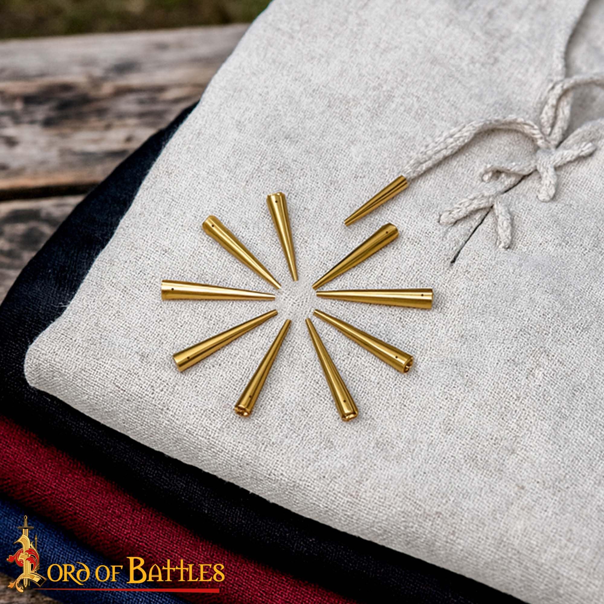 Lord of Battles Juego de 10 aliglets medievales de latón macizo puro, ideal para ropa medieval y gambesons