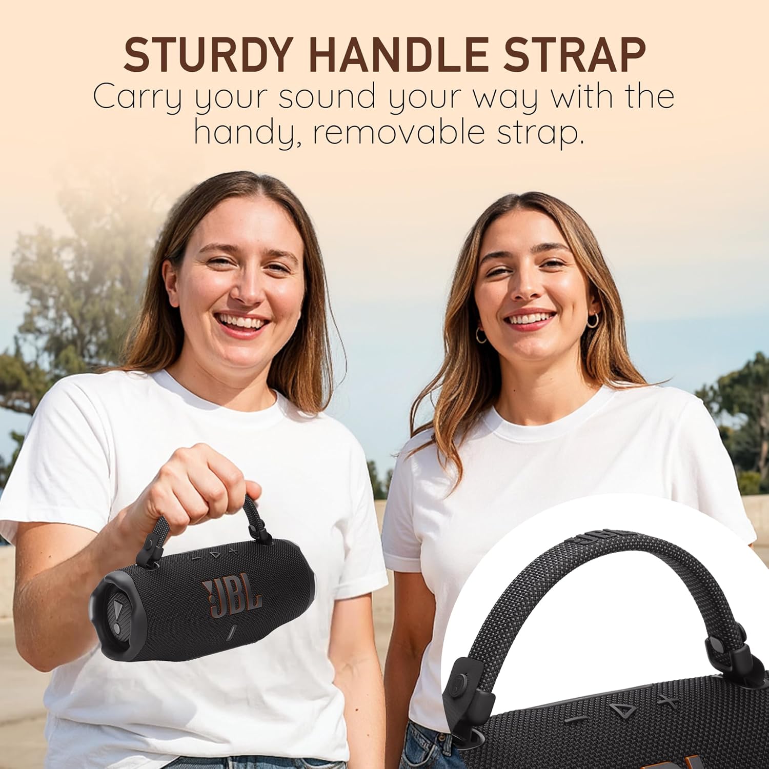 JBL Charge 6 Portable Bluetooth Speaker, IP68 Waterproof, Dustproof, Drop-Proof, AI Sound Boost, Built-in Powerbank, Carrying Strap, 28H Battery – Red – Boomph's Ultimate Performance Cloth Solution - Image 5