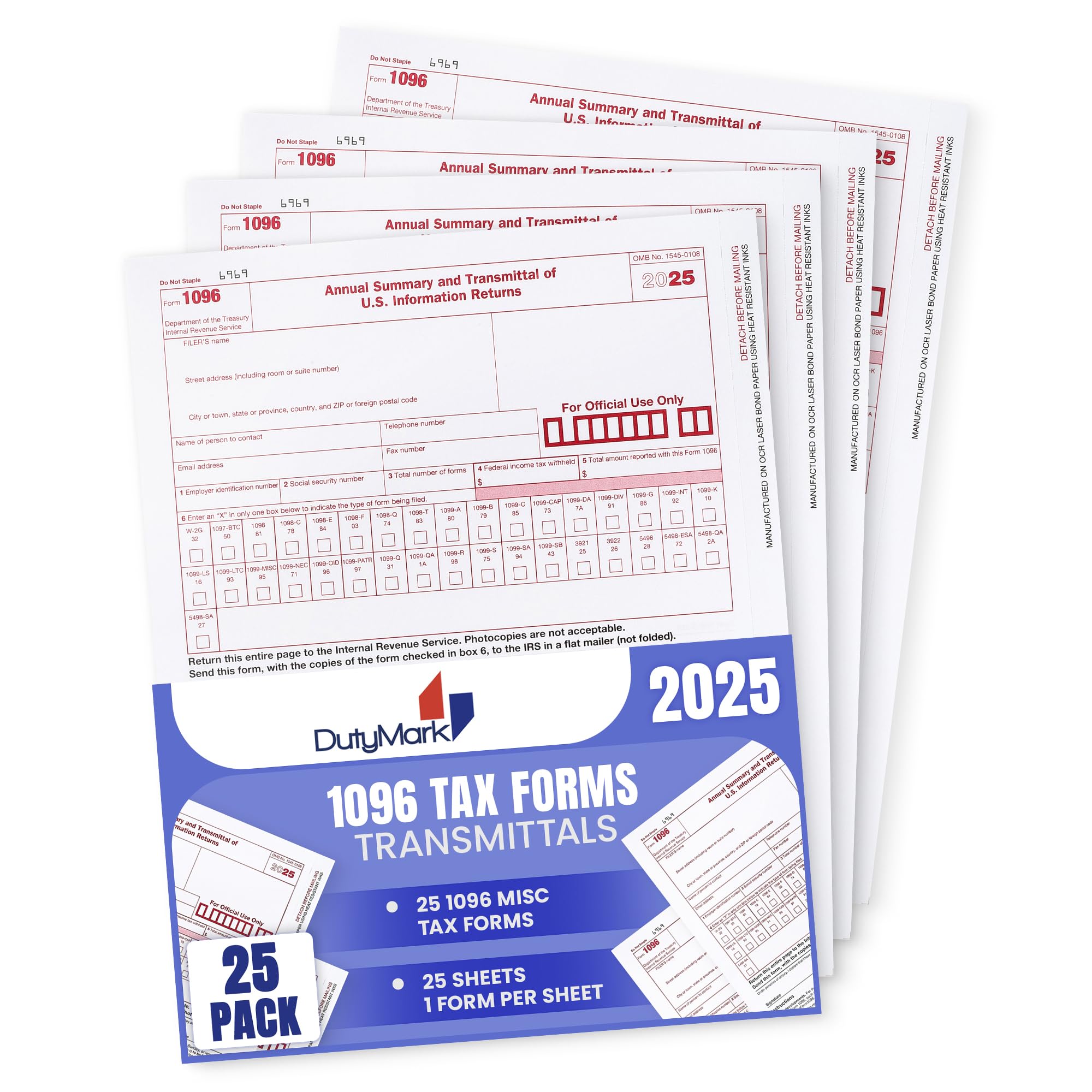 Amazon.com : 1096 Transmittal Tax Forms 2025, 25 Pack of 1096