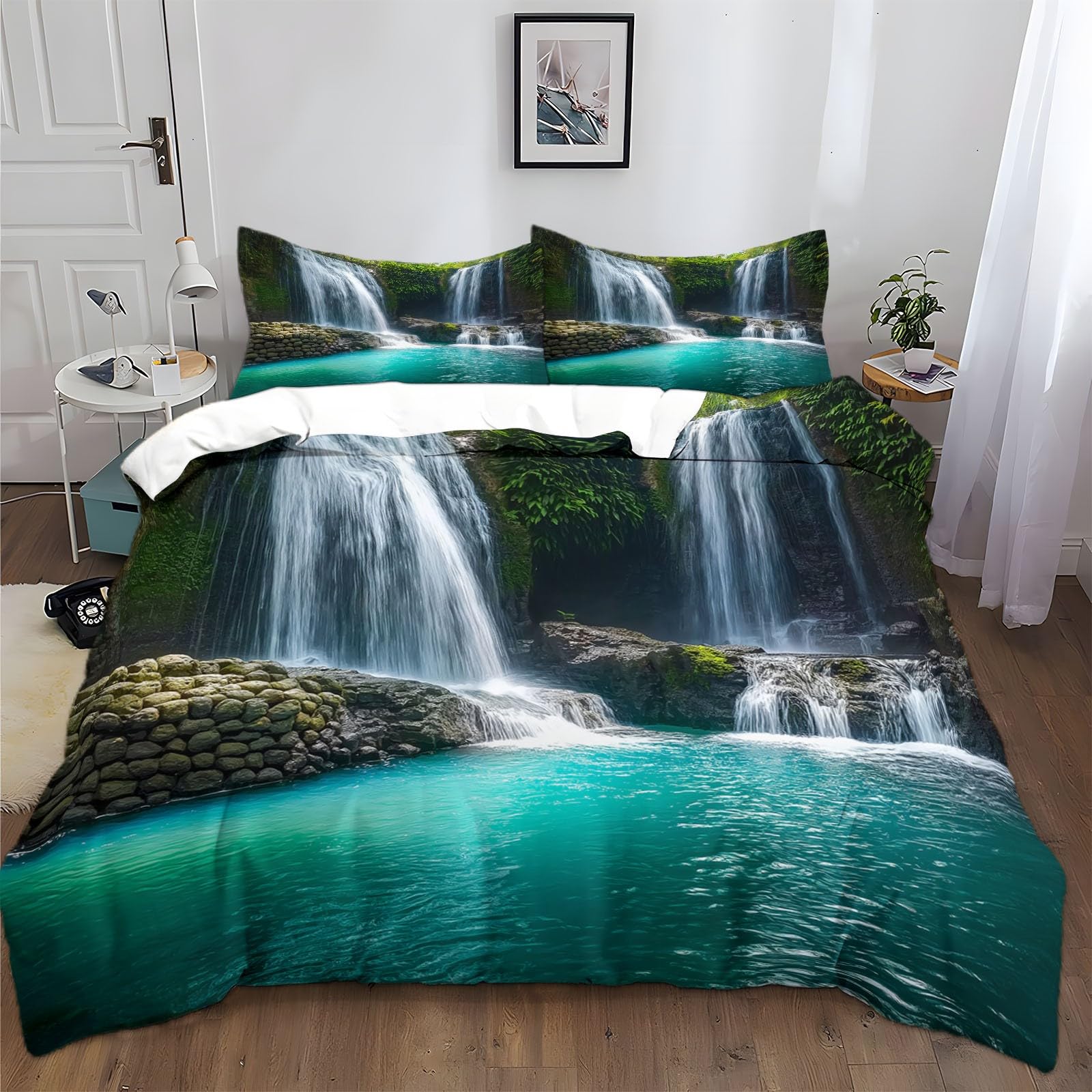 Parure de lit paysage cascade 220x240 pour chambre zen adulte