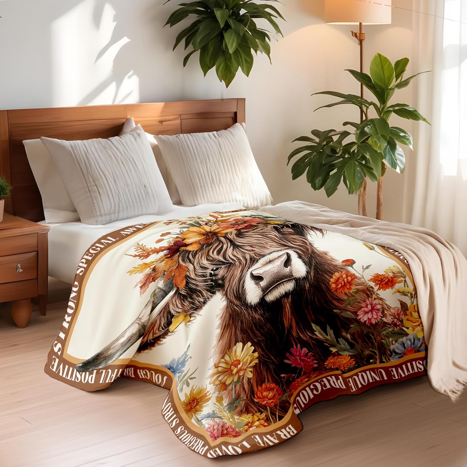 Highland Cow Blanket Gifts for Women, Cute 50 x 60 Inch Flannel Cow Print Throw Blanket, Highland Cow Theme Gifts for Girls Women Lovers for Bed Couch Sofa - Image 8