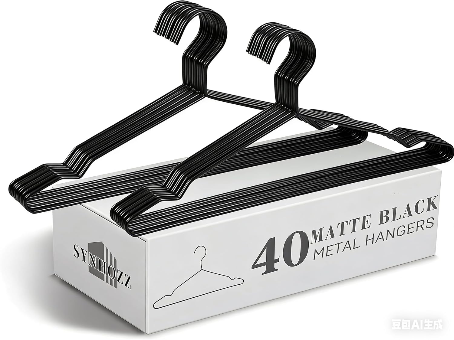16.5" Heavy Duty Matte Black Metal Hangers 40 Pack, Wire Black Clothes Hangers for Coat Suit, Shirts, Dress, Pants，Camisole Wedding Dress (Black, 40Pack)