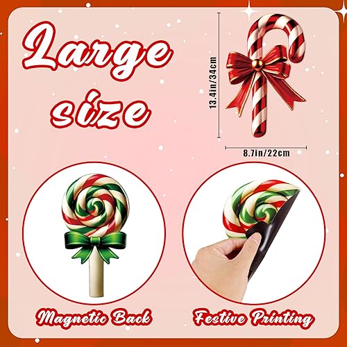Vista 27 de 90shine 32 imanes navideños para decoración de puerta de garaje, bola de Navidad, refrigerador y cocina (rojo, verde, dorado)