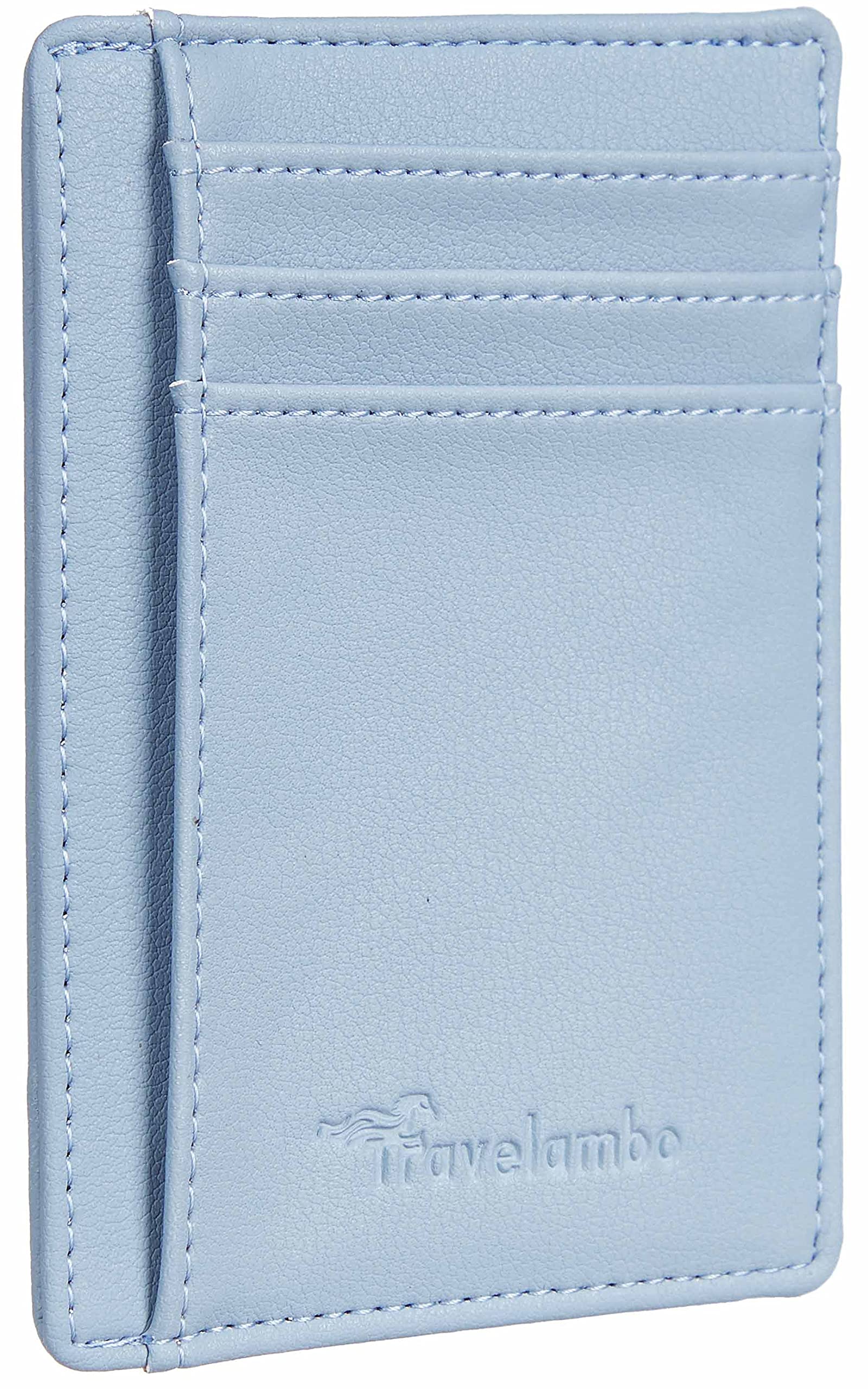 Travelambo Front Pocket Minimalist Leather Slim Wallet RFID Blocking Medium Size