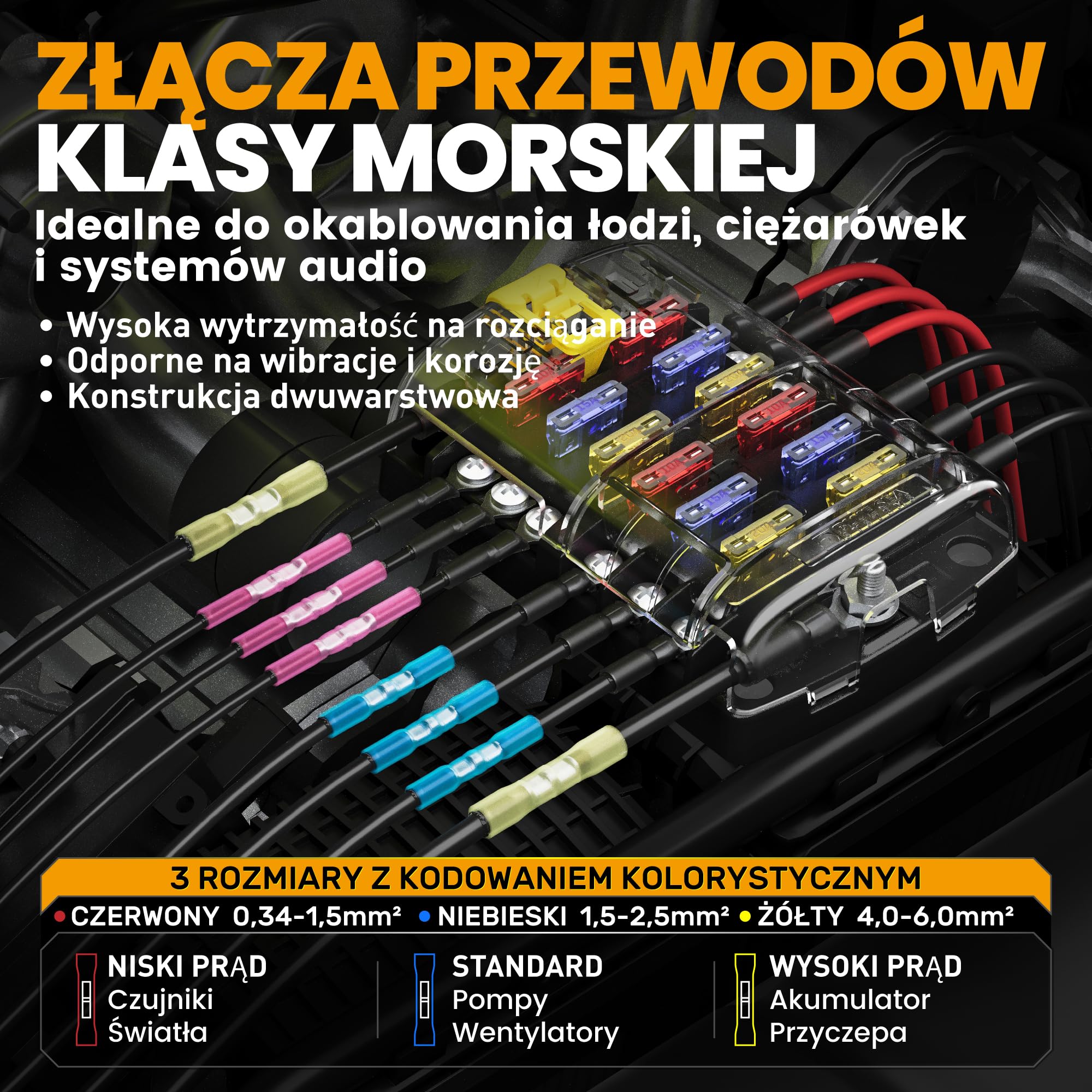 SOMELINE Zestaw szczypiec zaciskowych łączników kablowych, 3 rodzaje [0,34 – 6 mm²] zestaw łączników stykowych, końcówek kablowych, złączek termokurczliwych do tulejek kablowych, szczypiec zaciskowych