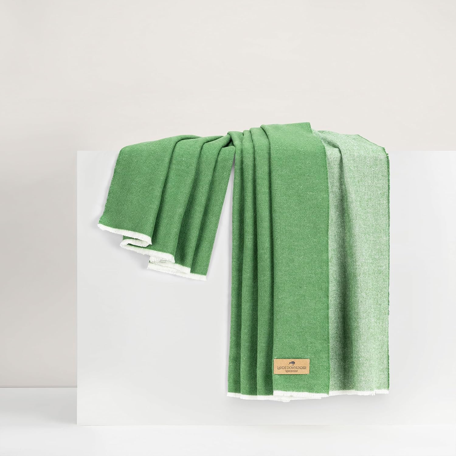 Lands Downunder All-Season, Luxury Meadow Aspen Peaks Throw – Reversible Soft Woven Throw with Eyelash Fringe – Made in Italy – 51”W x 67”L – Incredibly Soft & Cozy – Perfect for Gifting