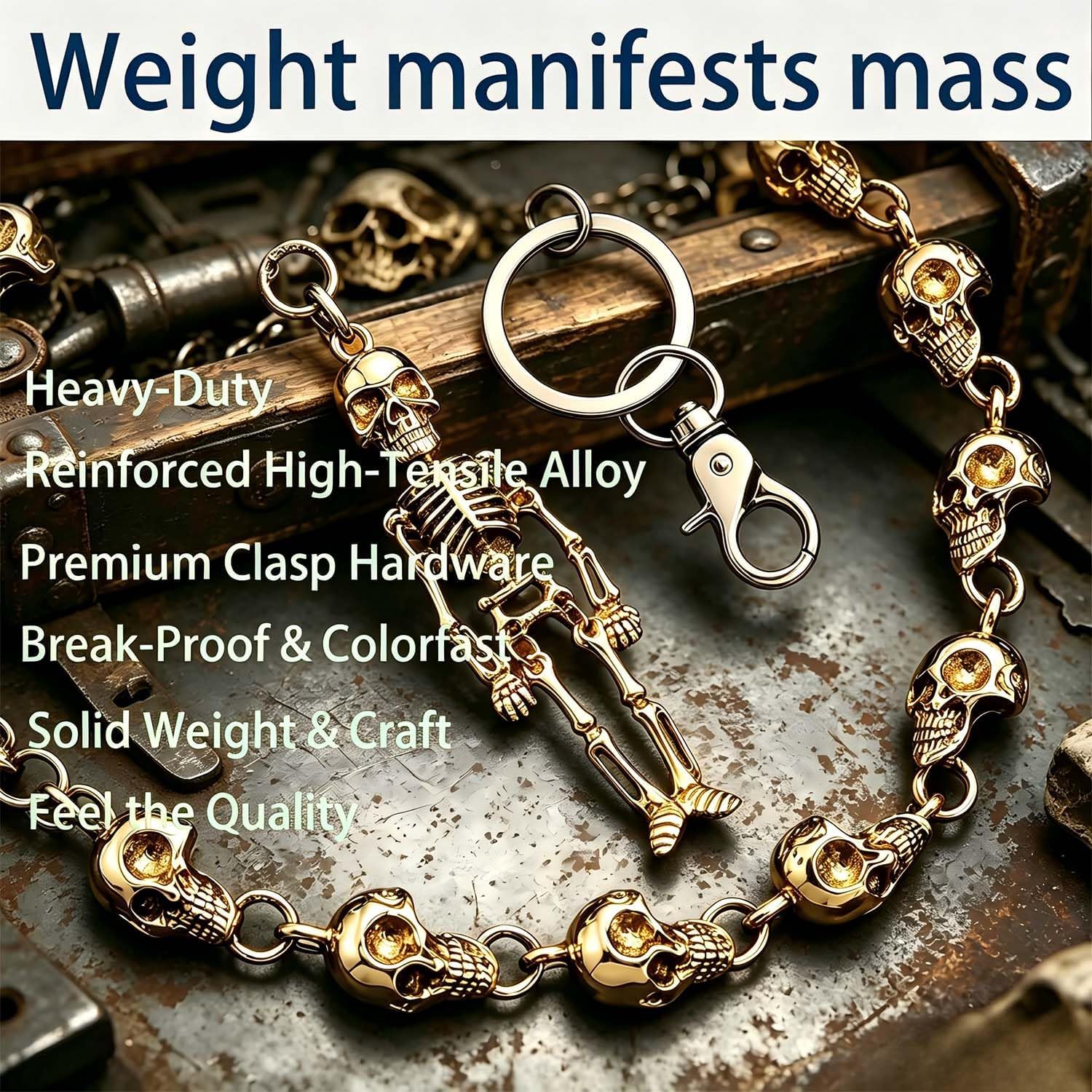 SIBOSUN Skull Pants Chain for Men Women, Cool Wallet Chains for Mens, Gothic Punk Jean Belt, Biker Heavy Belt Goth