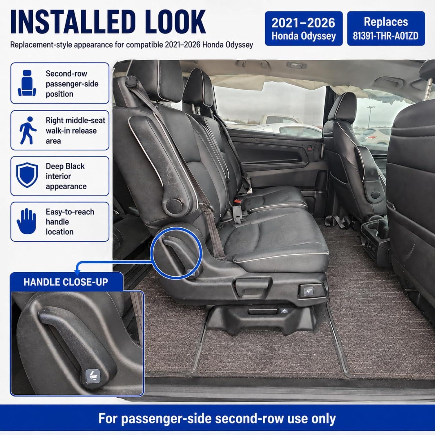 Second-Row Passenger-Side Walk-In Seat Handle for 2021-2026 Honda Odyssey image 4