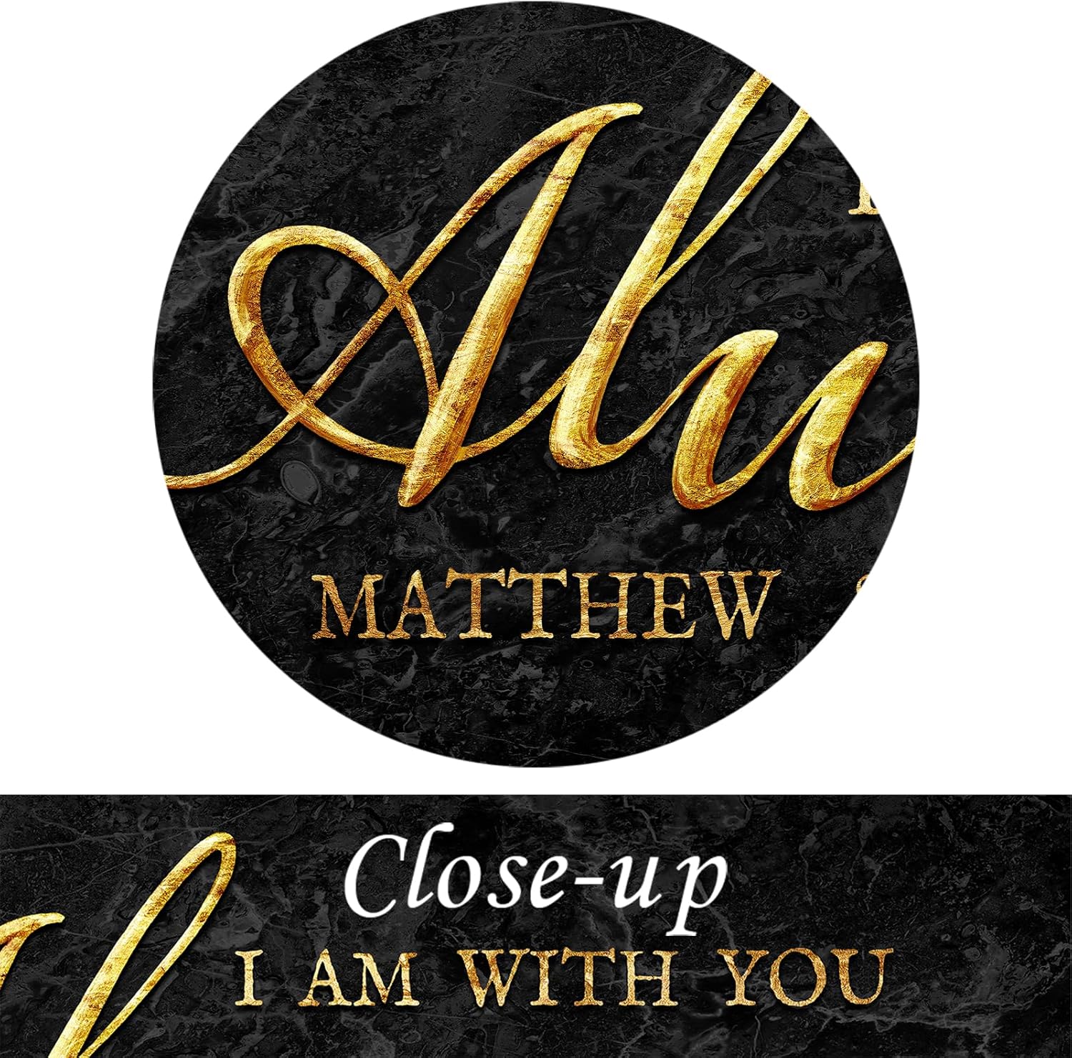 KREATIVE ARTS I Am With You Always Canvas Wall Art Bible Verse Quote Poster Gold and Black Marble Background Framed Wall Decor Ready to Hang for Home Office Apartment 20x48 Inches