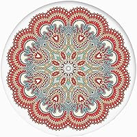 Vista 23 de Mantel redondo ajustable con borde elástico, patrón de mandala marrón en poliéster estampado oscuro, tamaño XL, se adapta a mesas redondas de hasta