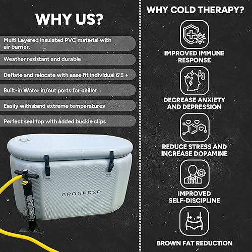 Miniatura 5 de Bañera de inmersión fría con aislamiento inflable, baño de hielo portátil y duradero, aislamiento avanzado, puertos de aguaagua para terapia de agua